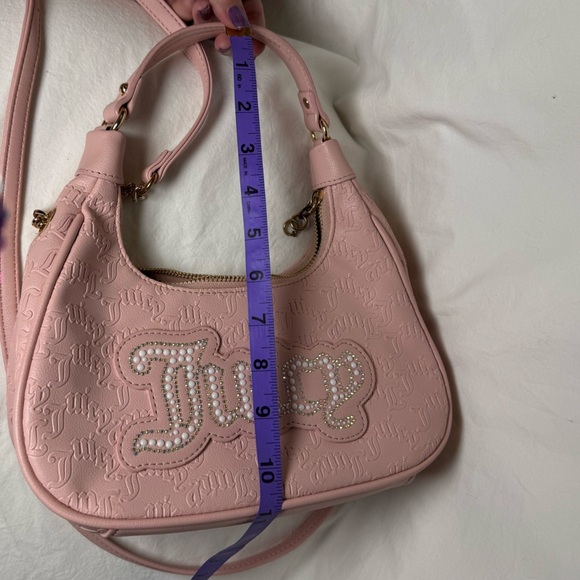Juicy Couture Pink Diamond String of Pearls Rhinestone Hobo Crossbody - Picture 11 of 13